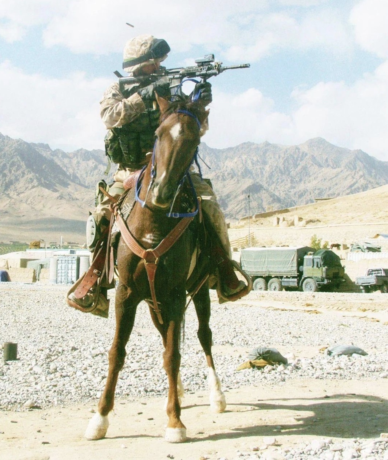 Soldier in Afghanistan on horseback 